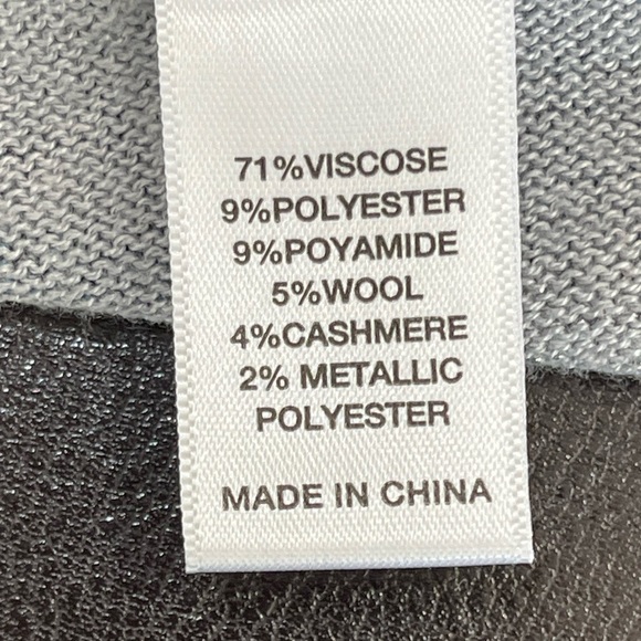 St. John size S striped cashmere and wool open front cardigan gray short sleeve - Picture 5 of 14